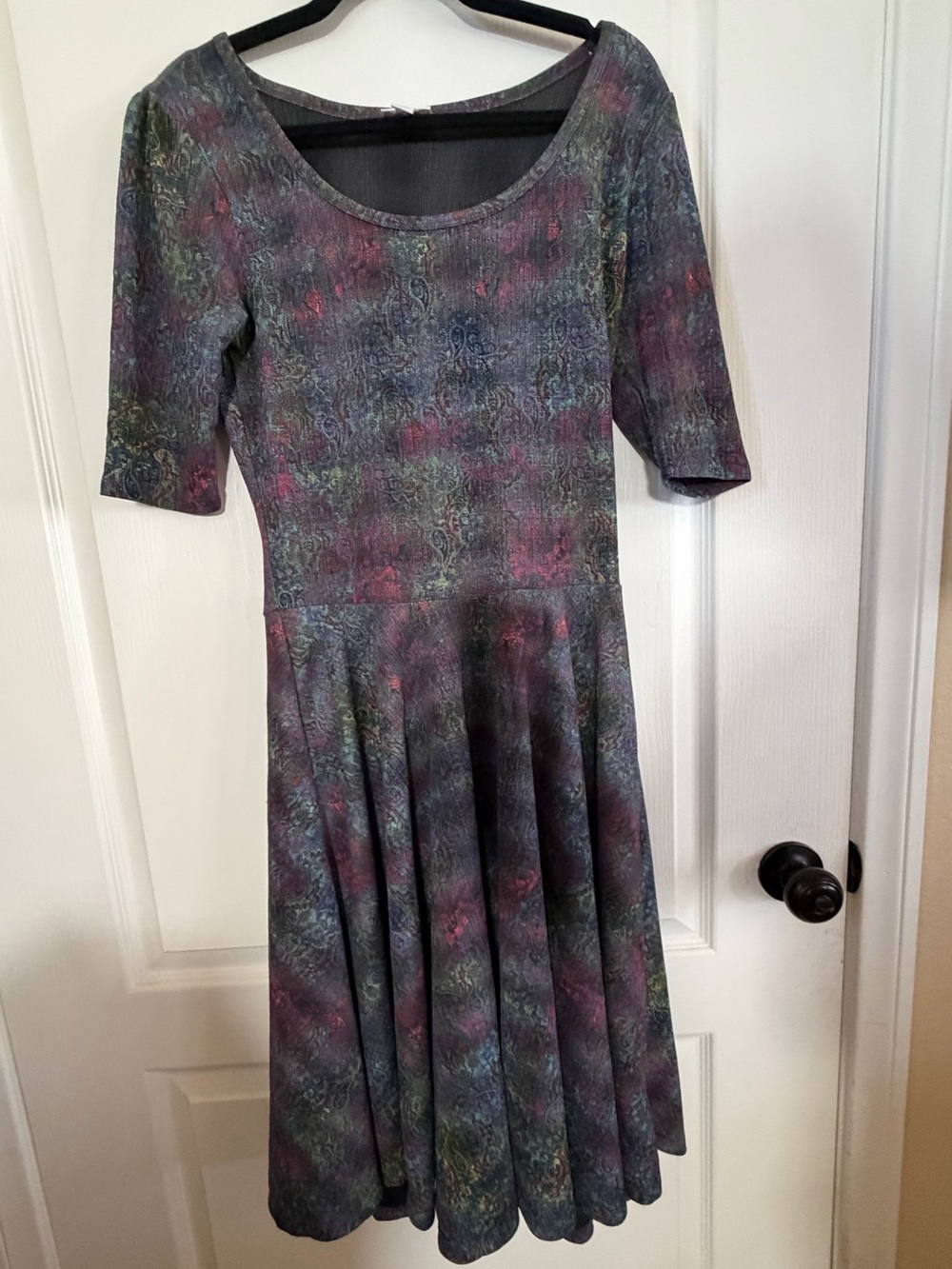 NWOT LuLaRoe Multicolored Scoop Neck Fit-and-Flare Dress Sz M